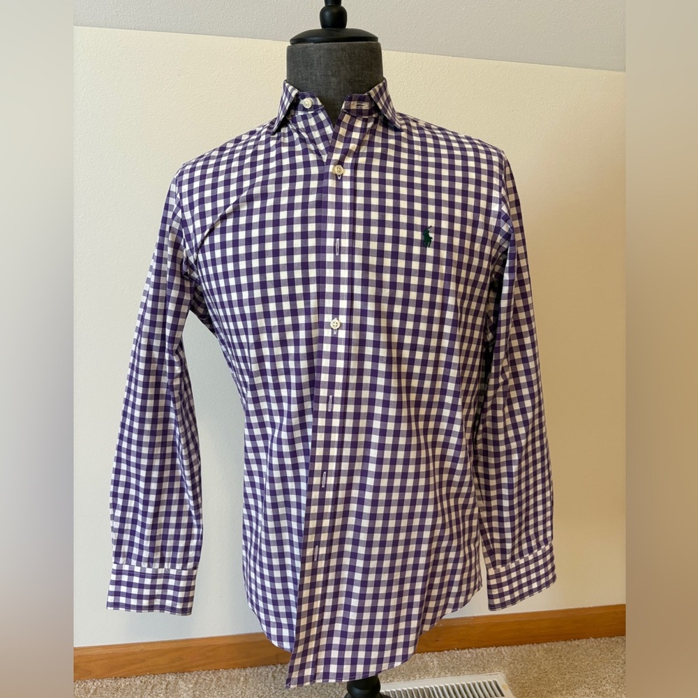 Ralph Lauren Purple and White Casual Button Down Shirt Small